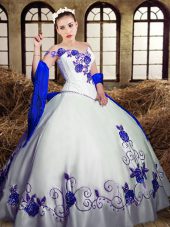 Perfect White Sleeveless Taffeta Lace Up Sweet 16 Dress for Military Ball and Sweet 16 and Quinceanera