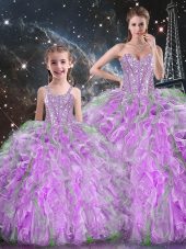 Sweetheart Sleeveless Lace Up Quinceanera Dress Multi-color Organza