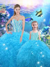 Dramatic Sleeveless Beading and Ruffles Lace Up 15th Birthday Dress