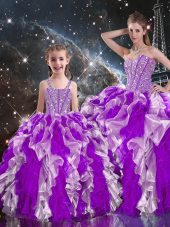 Custom Fit Multi-color Sweetheart Neckline Beading and Ruffles Vestidos de Quinceanera Sleeveless Lace Up