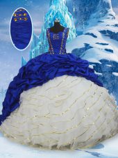 Smart Sleeveless Brush Train Lace Up Ruffled Layers and Pick Ups Quinceanera Gowns