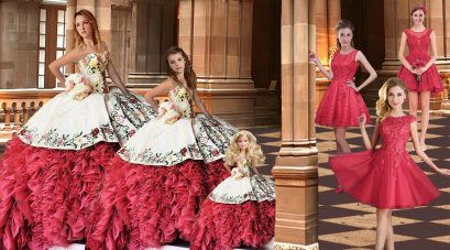Brush Train Ball Gowns Quinceanera Dress White And Red Sweetheart Taffeta Sleeveless Lace Up