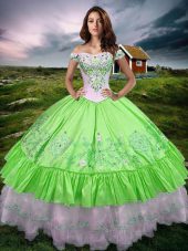 Sleeveless Floor Length Beading and Embroidery and Ruffled Layers Lace Up 15th Birthday Dress with