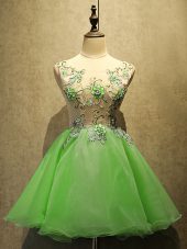 Scoop Sleeveless Organza Embroidery Lace Up