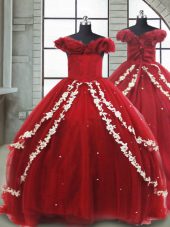 Dazzling Ball Gowns Sleeveless Wine Red Little Girls Pageant Dress Brush Train Lace Up