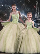 Sleeveless Lace Up Floor Length Beading 15 Quinceanera Dress