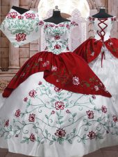 Sleeveless Lace Up Floor Length Embroidery and Ruffled Layers Sweet 16 Dress