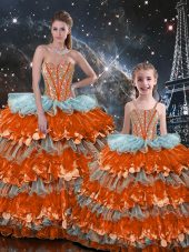 Enchanting Sweetheart Sleeveless Lace Up Quinceanera Gowns Multi-color Organza