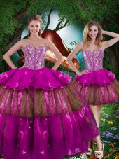 Sweetheart Sleeveless Lace Up Vestidos de Quinceanera Multi-color Organza