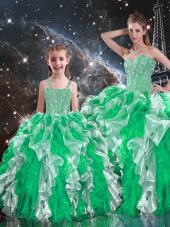 Decent Sleeveless Beading and Ruffles Lace Up Sweet 16 Dress