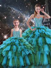 Modern Floor Length Ball Gowns Sleeveless Multi-color Sweet 16 Dress Lace Up