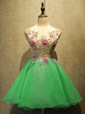 Sumptuous Sleeveless Lace Up Mini Length Embroidery Prom Gown