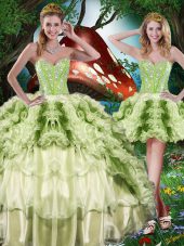 Luxury Sleeveless Beading and Ruffles and Ruffled Layers Lace Up Ball Gown Prom Dress