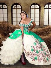 Ball Gowns Sweet 16 Dress Multi-color Off The Shoulder Taffeta Sleeveless Floor Length Lace Up
