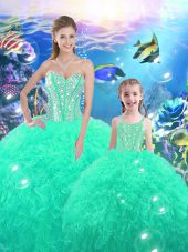 Sophisticated Floor Length Ball Gowns Sleeveless Turquoise Ball Gown Prom Dress Lace Up