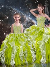 Wonderful Multi-color Sleeveless Organza Lace Up 15th Birthday Dress for Military Ball and Sweet 16 and Quinceanera