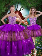 Colorful Sweetheart Sleeveless Lace Up Sweet 16 Quinceanera Dress Multi-color Organza