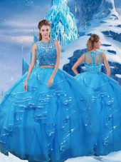 Flirting Sleeveless Beading and Ruffles Zipper Quinceanera Dresses