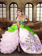 Sophisticated Off The Shoulder Sleeveless Lace Up Quinceanera Dress Multi-color Taffeta