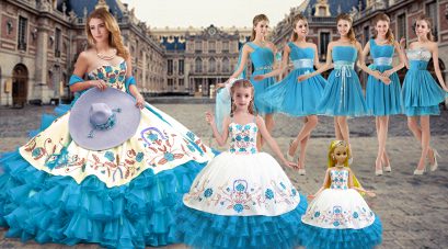 Elegant Baby Blue Sleeveless Organza Lace Up Vestidos de Quinceanera for Military Ball and Sweet 16 and Quinceanera