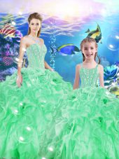 Sweetheart Sleeveless Lace Up Quinceanera Gown Apple Green Organza