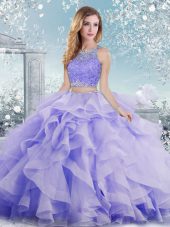 Sophisticated Sleeveless Clasp Handle Floor Length Beading and Ruffles Ball Gown Prom Dress