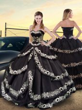 Lovely Taffeta Sleeveless Floor Length Vestidos de Quinceanera and Embroidery and Ruffled Layers