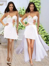White Sleeveless Appliques Mini Length Dress for Prom