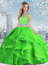 Sophisticated Organza Clasp Handle Quinceanera Dresses Sleeveless Floor Length Beading and Ruffles
