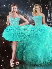 Smart Organza Sleeveless Floor Length Sweet 16 Dresses and Beading and Ruffles