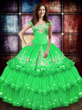 Comfortable Floor Length Ball Gowns Sleeveless Green Quinceanera Dress Lace Up