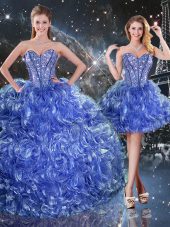 Discount Sweetheart Sleeveless Organza Quinceanera Dress Beading and Ruffles Lace Up