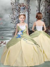 Floor Length Ball Gowns Sleeveless Champagne Party Dress for Toddlers Lace Up