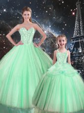 Comfortable Tulle Sleeveless Floor Length 15 Quinceanera Dress and Beading