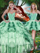 Multi-color 15 Quinceanera Dress Military Ball and Sweet 16 and Quinceanera with Beading and Ruffles Sweetheart Sleeveless Lace Up