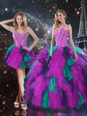 Sumptuous Sweetheart Sleeveless Lace Up Ball Gown Prom Dress Multi-color Tulle