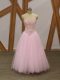 Exquisite Sleeveless Lace Up Floor Length Beading Prom Party Dress