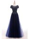 Modest Short Sleeves Lace Up Floor Length Beading Evening Wear