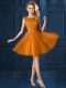 Eye-catching Knee Length Gold Wedding Party Dress Bateau Cap Sleeves Lace Up