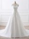 Two Pieces Sleeveless White Wedding Gown Brush Train Zipper