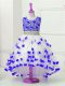 Dramatic Blue And White Girls Pageant Dresses Wedding Party with Appliques and Sequins Scoop Sleeveless Zipper