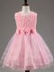 Scoop Sleeveless Zipper Little Girl Pageant Dress Baby Pink Tulle