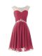 Glorious Knee Length A-line Cap Sleeves Burgundy Glitz Pageant Dress Zipper