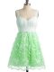 Lace Wedding Party Dress Apple Green Lace Up Sleeveless Knee Length