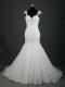 Straps Sleeveless Lace Up Bridal Gown White Lace