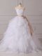 Best Selling Beading and Ruffles and Sashes ribbons Wedding Gowns White Lace Up Sleeveless Brush Train