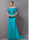 Elegant Chiffon Short Sleeves Mother of Groom Dress Sweep Train and Lace