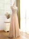 New Arrival Champagne Empire Beading and Appliques Dress for Prom Zipper Chiffon Sleeveless Floor Length