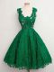 Most Popular Green Zipper Straps Lace Bridesmaid Gown Lace Sleeveless
