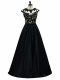 Perfect Black Scoop Neckline Beading and Lace and Embroidery Sleeveless Backless